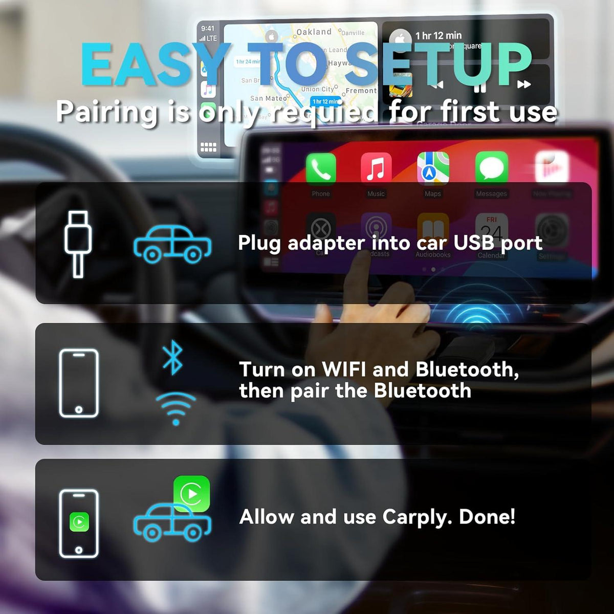 OTTOCAST Mini Ασύρματος Προσαρμογέας CarPlay/Android Auto