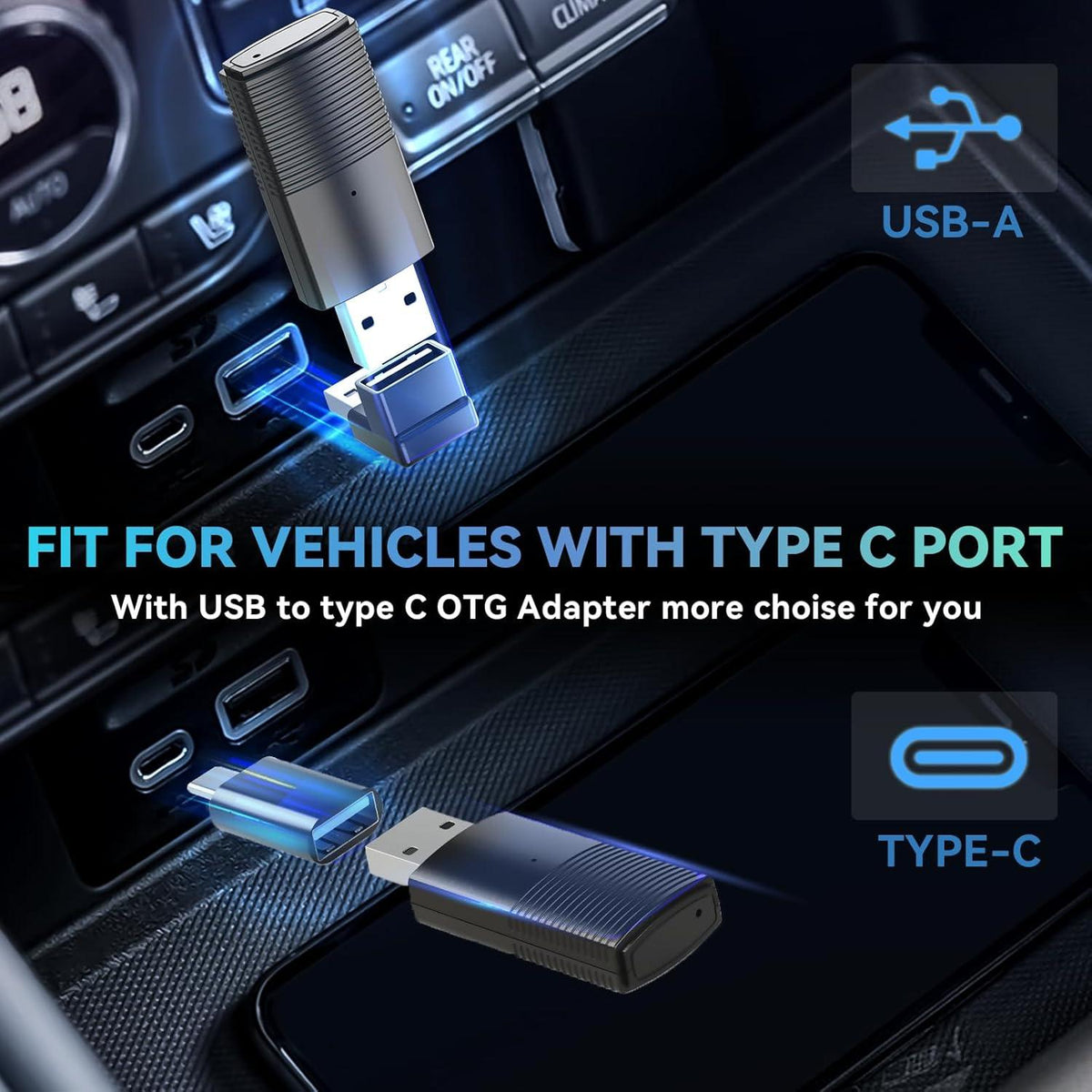 OTTOCAST Mini Ασύρματος Προσαρμογέας CarPlay/Android Auto
