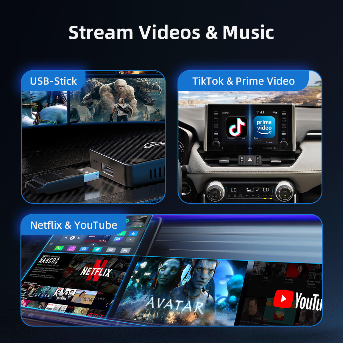 (STOCK LIMITADO) Adaptador todo en uno Play2Video Pro Wireless CarPlay/Android Auto
