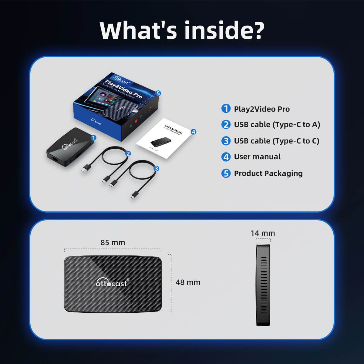 (Dzisiejsza specjalna oferta 40% TANIEJ) Play2Video Pro Bezprzewodowy adapter CarPlay/Android Auto z YouTube i Netflix
