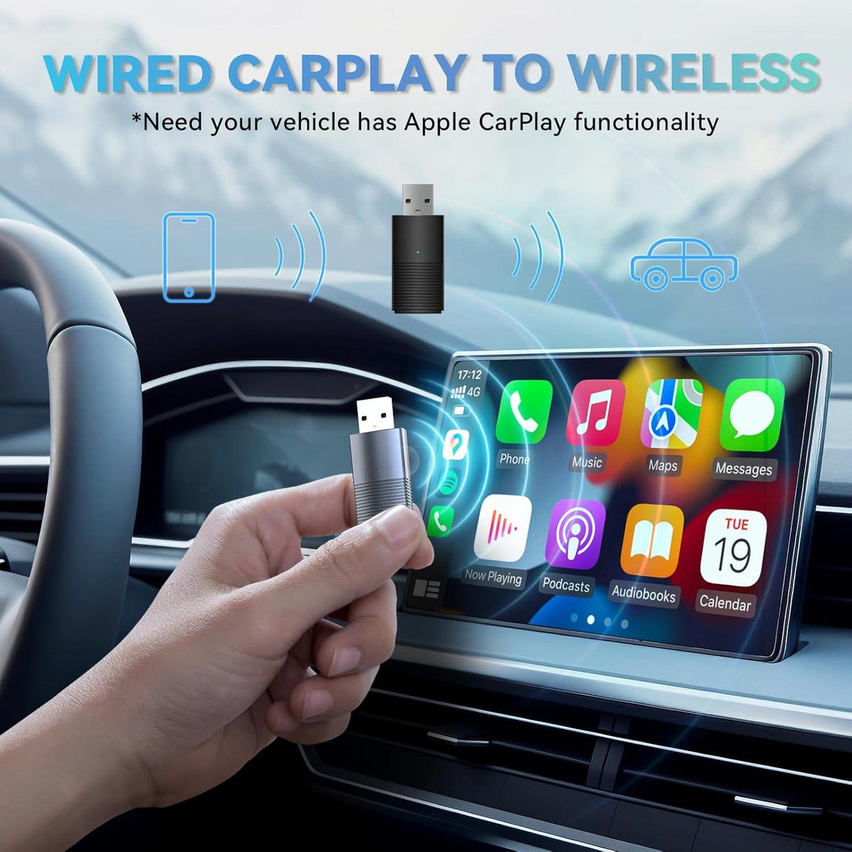 OTTOCAST Mini Ασύρματος Προσαρμογέας CarPlay/Android Auto