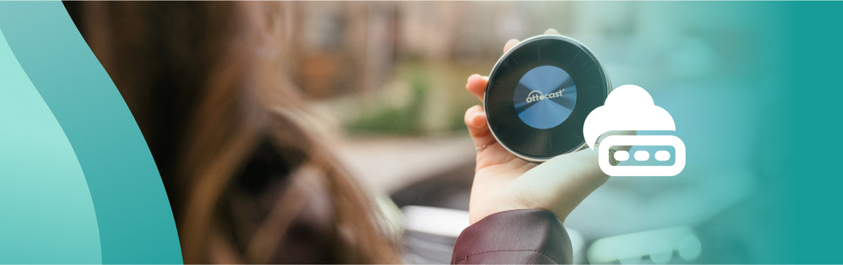 Ottocast AI Box P3 wireless CarPlay adapter held in hand with smart cloud connection feature