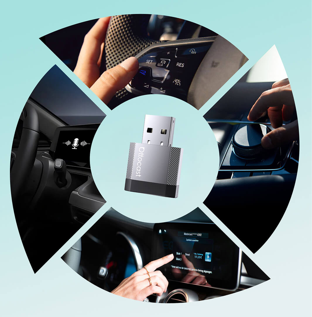 Adaptador inalámbrico Ottocast Mini NOVA CarPlay/Android Auto
