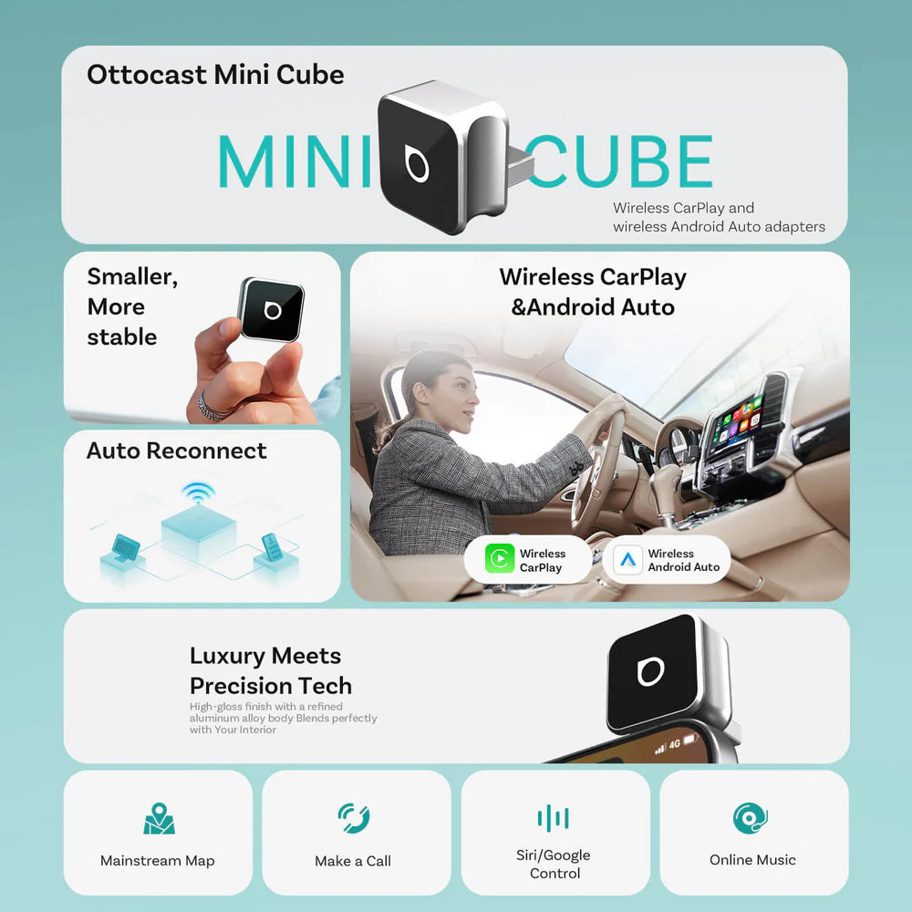 OTTOCAST Mini Ασύρματος Προσαρμογέας CarPlay/Android Auto