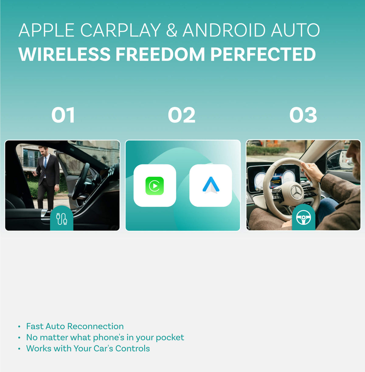 (Brug kode for 20% rabat: L15) Play2Video Ultra trådløs CarPlay/Android Auto alt-i-1 adapter