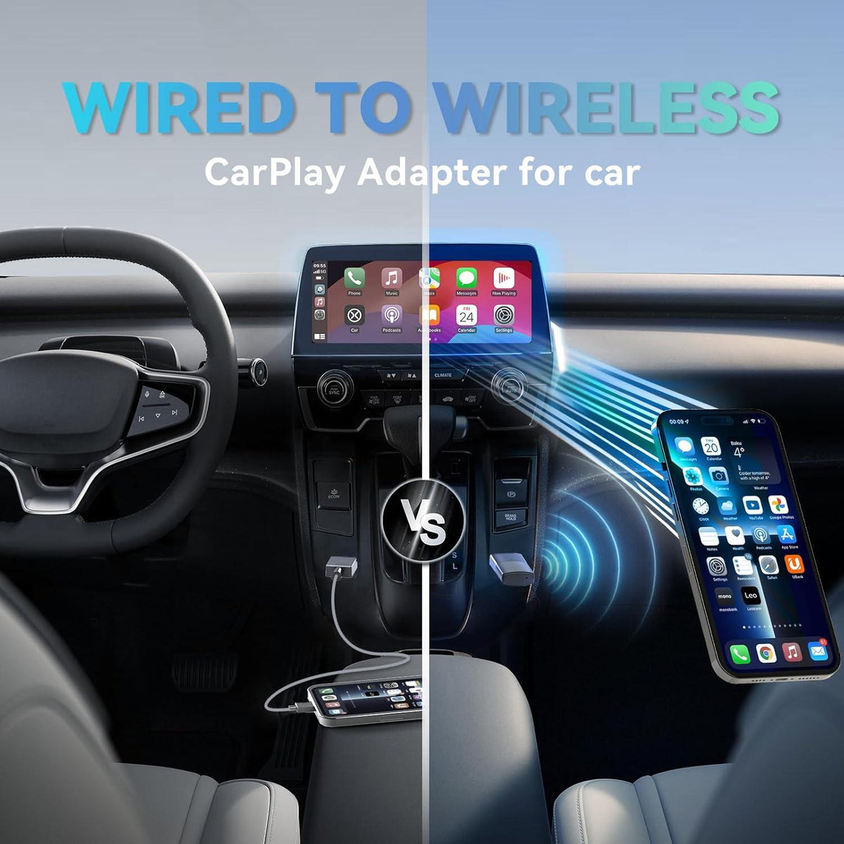 OTTOCAST Mini Ασύρματος Προσαρμογέας CarPlay/Android Auto