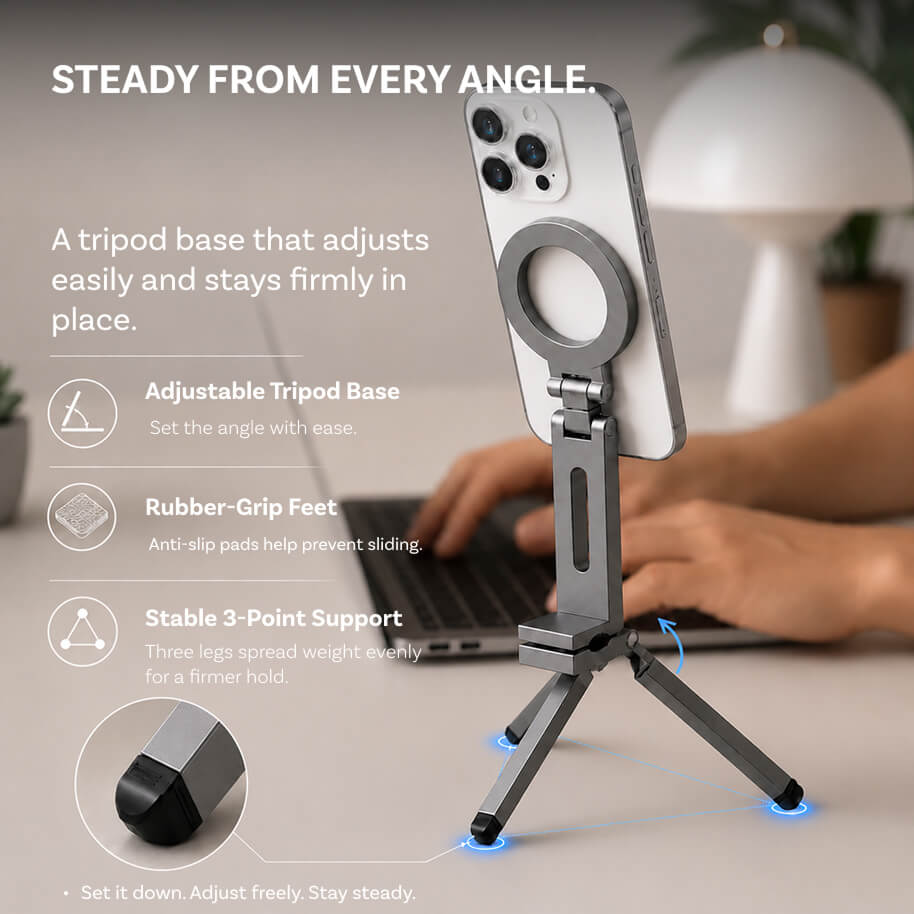 Soporte plegable con pinza magnética para teléfono MCM01