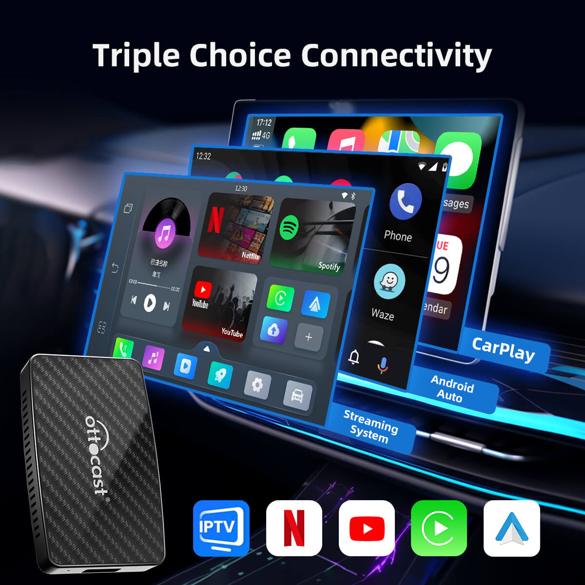 (Dzisiejsza specjalna oferta 40% TANIEJ) Play2Video Pro Bezprzewodowy adapter CarPlay/Android Auto z YouTube i Netflix