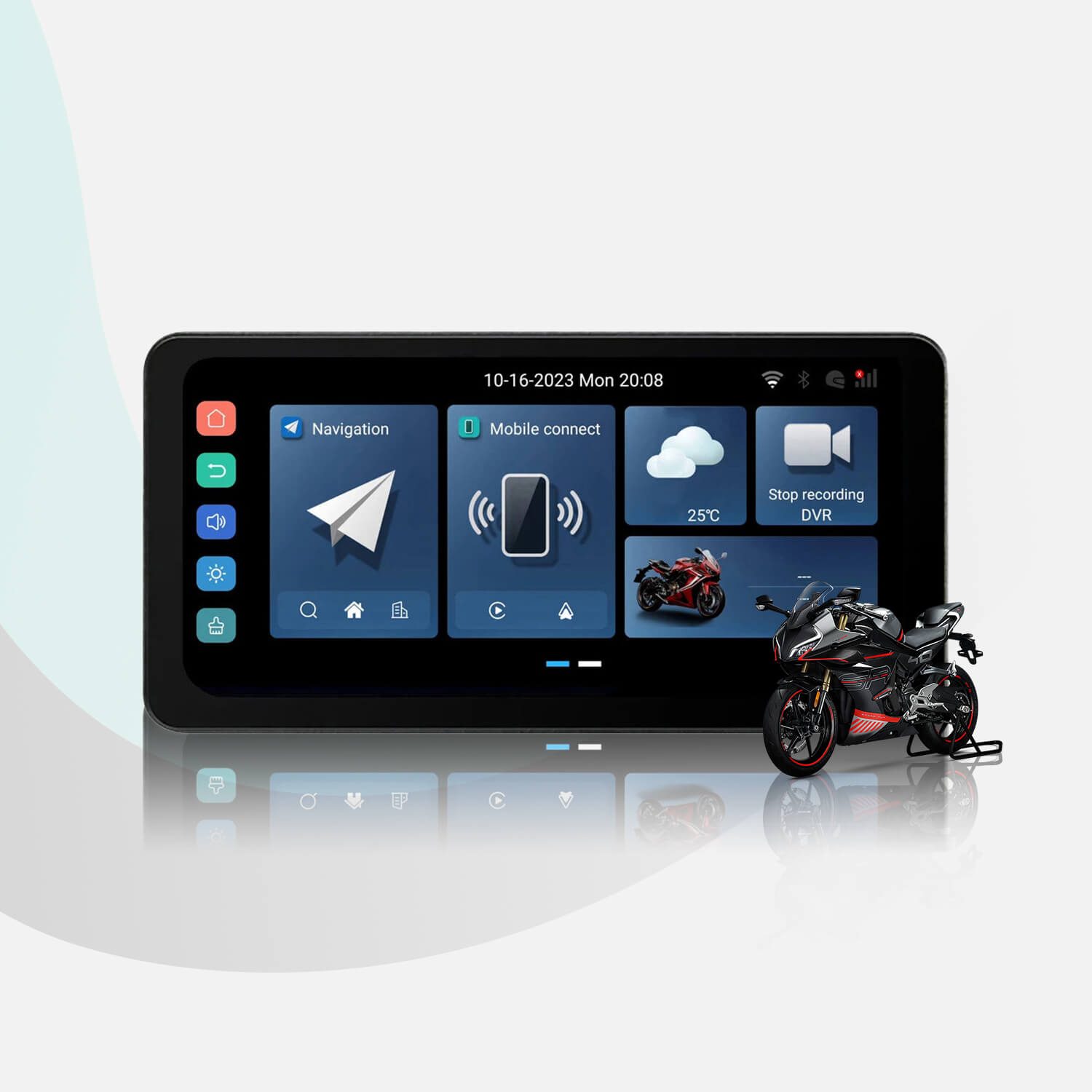 CarPlay Lite C5 Ultra Motocyklowy ekran GPS Android 12 z kamerą DVR