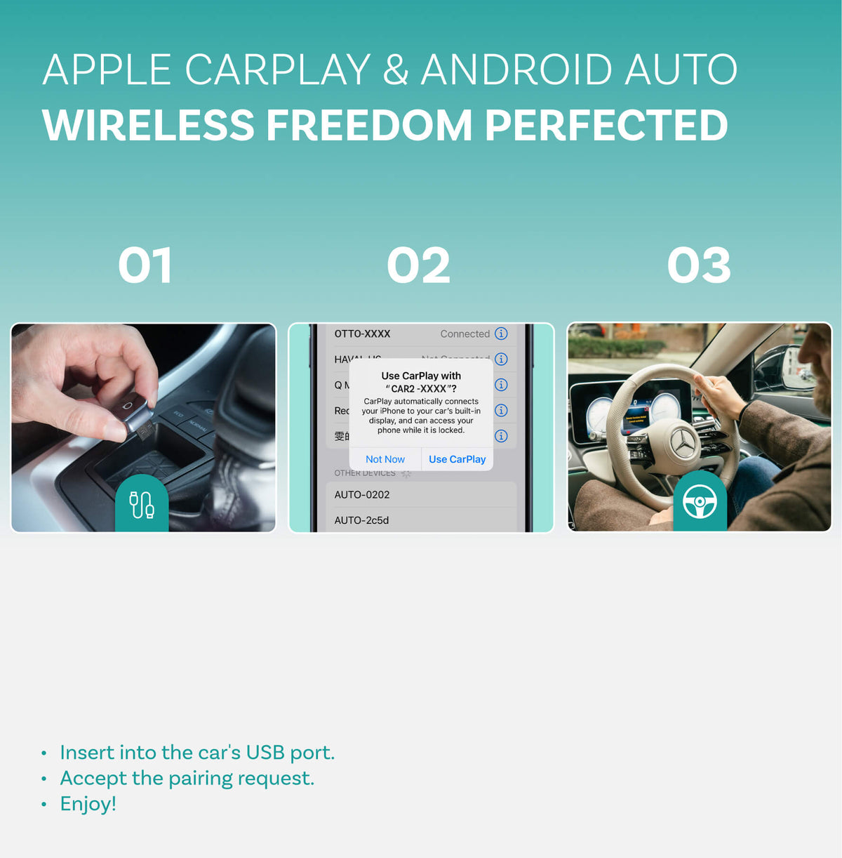 Ottocast Mini Cube 3.0 bezprzewodowy adapter CarPlay/Android Auto